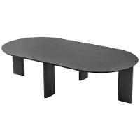 Mesa De Centro Para Sala De Estar Oval Pés Madeira Bulat A03 Nero Preto - Lyam Decor - 1