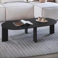 Mesa De Centro Para Sala De Estar Oval Pés Madeira Bulat A03 Nero Preto - Lyam Decor - 2