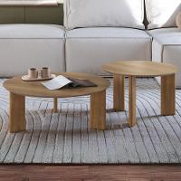 Kit 02 Mesas De Centro Para Sala De Estar Pés Madeira Bulat A03 Hanover Roble - Lyam Decor - 2