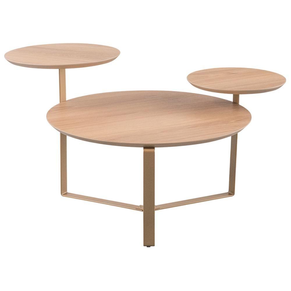 Mesa De Centro Para Sala De Estar 3 Em 1 Pés Metálicos Dari A03 Hanover Dourado - Lyam Decor - 3