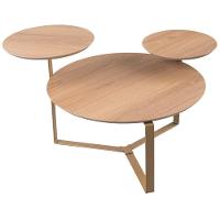 Mesa De Centro Para Sala De Estar 3 Em 1 Pés Metálicos Dari A03 Hanover Dourado - Lyam Decor - 1