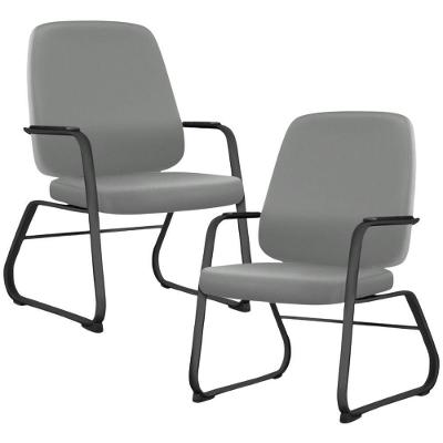 Kit 02 Cadeiras Executiva Diretor Base Fixa Hub F02 Sintético Cinza - Lyam Decor