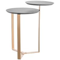 Mesa Lateral Para Sala De Estar 2 Em 1 Pés Metálicos Dari A03 Nero Dourado - Lyam Decor - 3