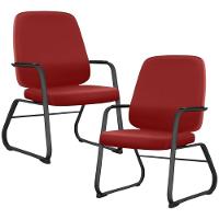 Kit 02 Cadeiras Executiva Diretor Base Fixa Hub F02 Sintético Vermelho - Lyam Decor - 1