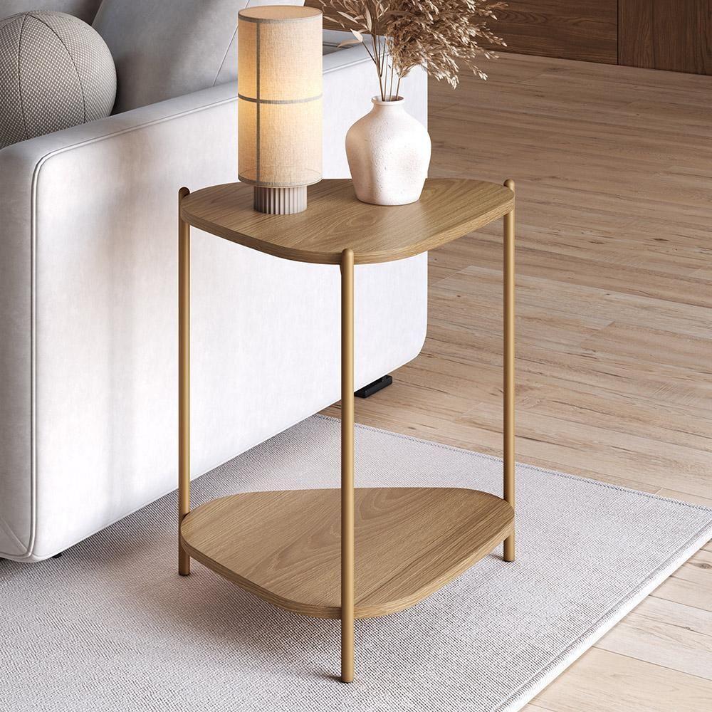 Mesa Lateral Para Sala De Estar Pés Metálicos Adek A03 Hanover Dourado - Lyam Decor - 2
