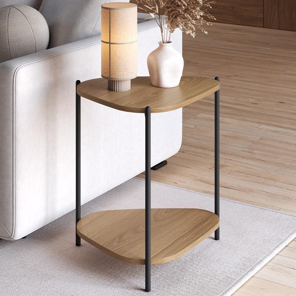 Mesa Lateral Para Sala De Estar Pés Metálicos Adek A03 Hanover Preto - Lyam Decor - 2