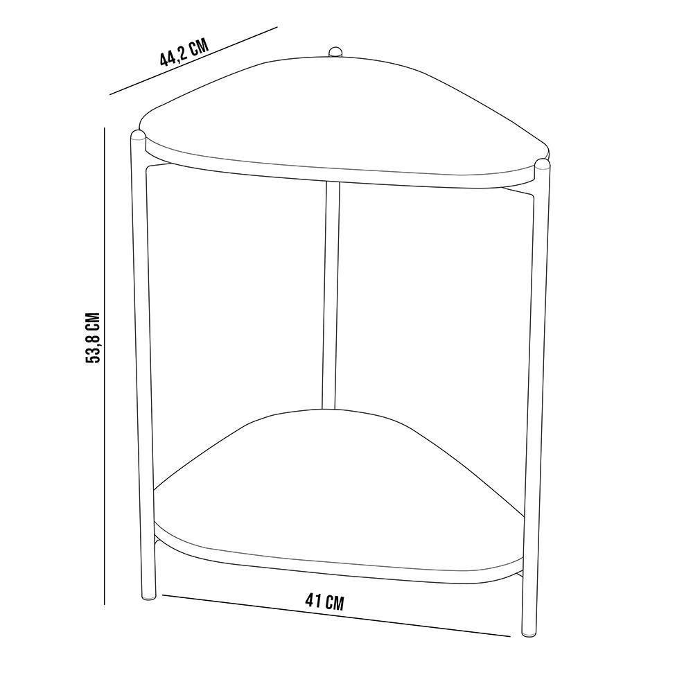 Mesa Lateral Para Sala De Estar Pés Metálicos Adek A03 Hanover Preto - Lyam Decor - 5