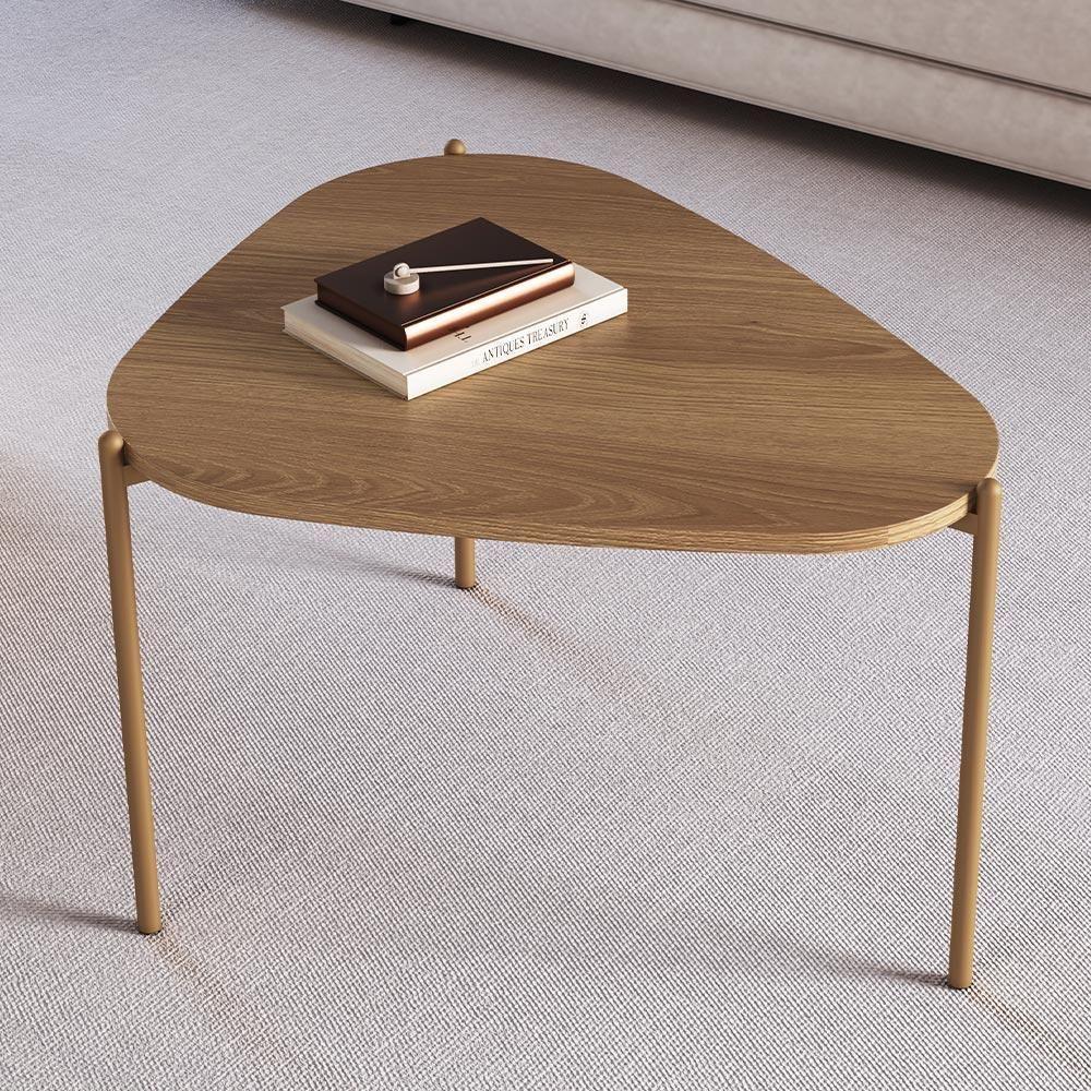 Mesa De Centro Para Sala De Estar Pés Metálicos Alta Adek A03 Hanover Dourado - Lyam Decor - 4