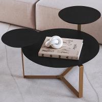Mesa De Centro Para Sala De Estar 3 Em 1 Pés Metálicos Dari A03 Nero Dourado - Lyam Decor - 2