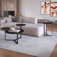 Kit Mesa De Centro E Mesa Lateral Para Sala Pés Metálicos Dari A03 Nero Preto - Lyam Decor - 2