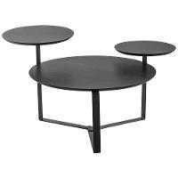 Kit Mesa De Centro E Mesa Lateral Para Sala Pés Metálicos Dari A03 Nero Preto - Lyam Decor - 3