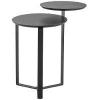 Kit Mesa De Centro E Mesa Lateral Para Sala Pés Metálicos Dari A03 Nero Preto - Lyam Decor