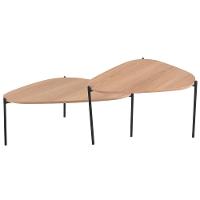 Kit 02 Mesas De Centro Para Sala De Estar Pés Metálicos Adek A03 Hanover Preto - Lyam Decor - 1