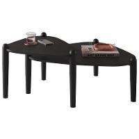 Kit 02 Mesas De Centro Para Sala De Estar Pés Madeira Trium A03 Nero Preto - Lyam Decor - 1