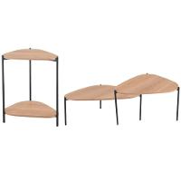 Kit 02 Mesas De Centro E 01 Mesa Lateral Pés Metálicos Adek A03 Hanover Preto - Lyam Decor - 1