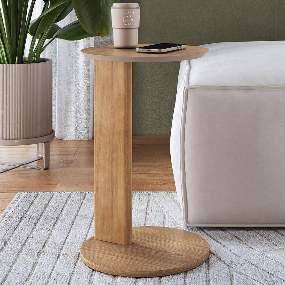 Mesa Lateral Para Sala De Estar Pés Madeira Bulat A03 Hanover Roble - Lyam Decor - 2