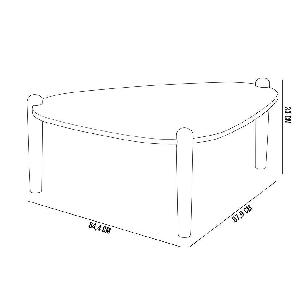 Mesa De Centro Para Sala De Estar Pés Madeira Baixa Trium A03 Nero Preto - Lyam Decor - 5