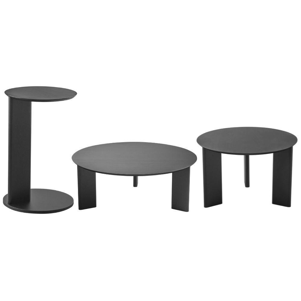 Kit 02 Mesas De Centro E 01 Mesa Lateral Pés Madeira Bulat A03 Nero Preto - Lyam Decor - 1