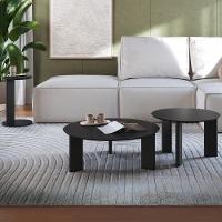 Kit 02 Mesas De Centro E 01 Mesa Lateral Pés Madeira Bulat A03 Nero Preto - Lyam Decor - 2