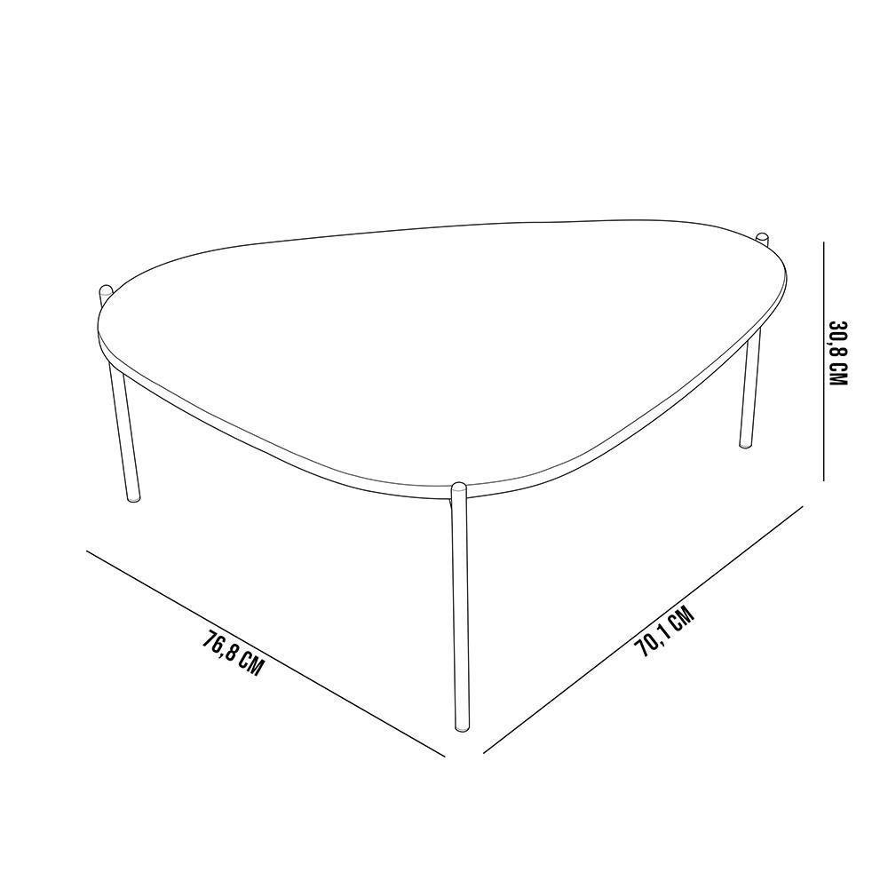 Mesa De Centro Para Sala De Estar Pés Metálicos Baixa Adek A03 Hanover Preto - Lyam Decor - 2