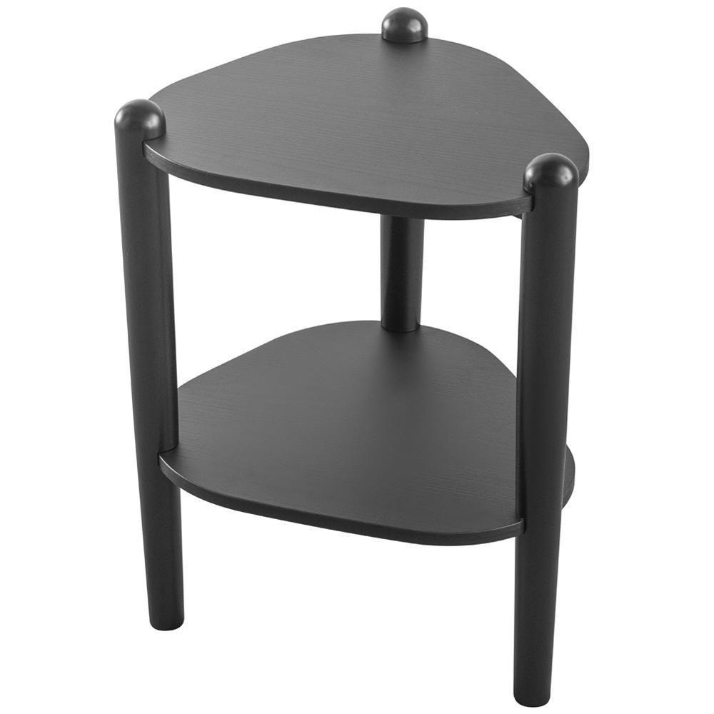 Mesa Lateral Para Sala De Estar Pés Madeira Trium A03 Nero Preto - Lyam Decor - 3