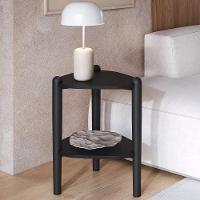 Mesa Lateral Para Sala De Estar Pés Madeira Trium A03 Nero Preto - Lyam Decor - 2