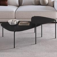 Kit 02 Mesas De Centro Para Sala De Estar Pés Metálicos Adek A03 Nero Preto - Lyam Decor - 5