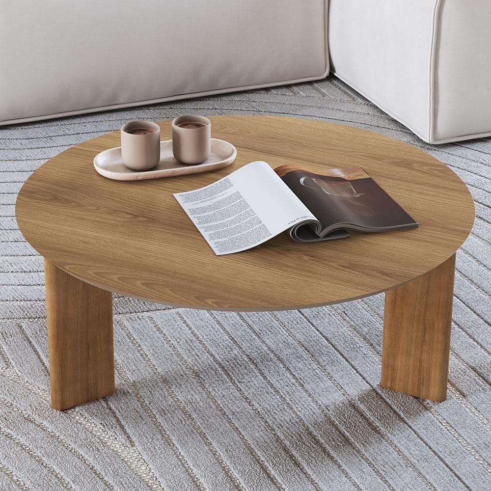 Mesa De Centro Para Sala De Estar Pés Madeira Baixa Bulat A03 Hanover Roble - Lyam Decor - 2