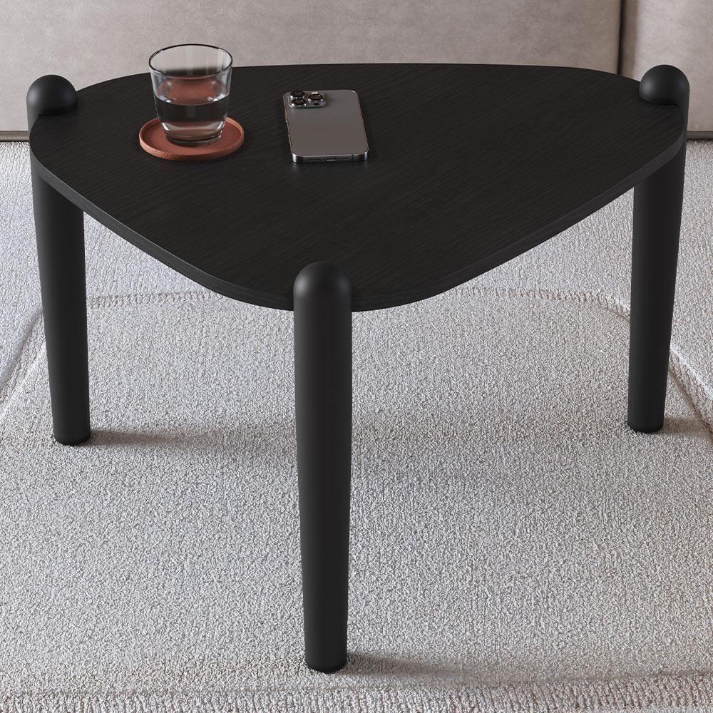 Mesa De Centro Para Sala De Estar Pés Madeira Alta Trium A03 Nero Preto - Lyam Decor - 2