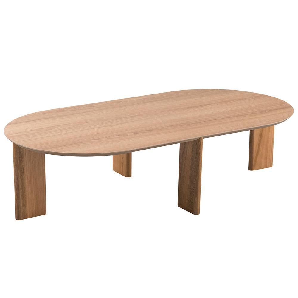 Mesa De Centro Para Sala De Estar Oval Pés Madeira Bulat A03 Hanover Roble - Lyam Decor - 1