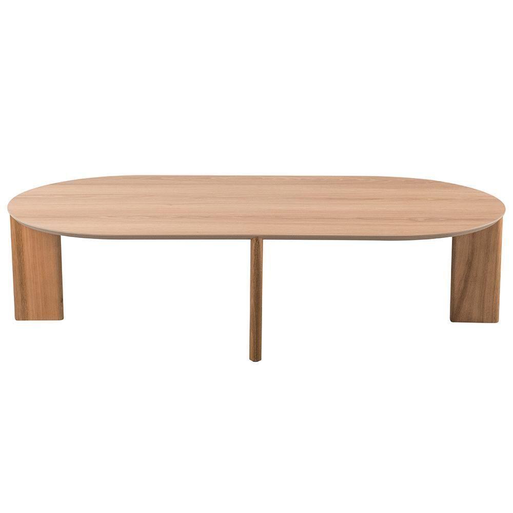 Mesa De Centro Para Sala De Estar Oval Pés Madeira Bulat A03 Hanover Roble - Lyam Decor - 3