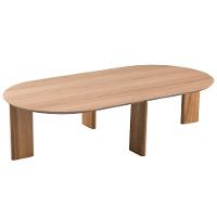 Mesa De Centro Para Sala De Estar Oval Pés Madeira Bulat A03 Hanover Roble - Lyam Decor - 1