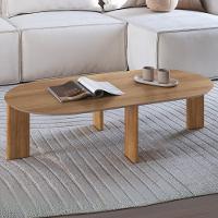 Mesa De Centro Para Sala De Estar Oval Pés Madeira Bulat A03 Hanover Roble - Lyam Decor - 2