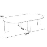 Mesa De Centro Para Sala De Estar Oval Pés Madeira Bulat A03 Hanover Roble - Lyam Decor - 5