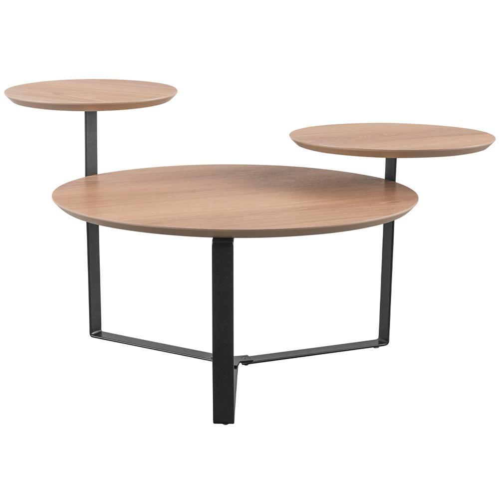 Kit Mesa De Centro E Mesa Lateral Para Sala Pés Metálicos Dari A03 Hanover Preto - Lyam Decor - 4