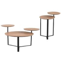 Kit Mesa De Centro E Mesa Lateral Para Sala Pés Metálicos Dari A03 Hanover Preto - Lyam Decor - 1