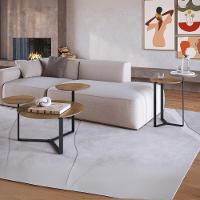 Kit Mesa De Centro E Mesa Lateral Para Sala Pés Metálicos Dari A03 Hanover Preto - Lyam Decor - 2