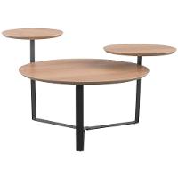 Kit Mesa De Centro E Mesa Lateral Para Sala Pés Metálicos Dari A03 Hanover Preto - Lyam Decor