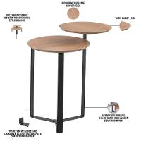 Kit Mesa De Centro E Mesa Lateral Para Sala Pés Metálicos Dari A03 Hanover Preto - Lyam Decor - 5