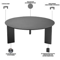 Mesa De Centro Para Sala De Estar Pés Madeira Baixa Bulat A03 Nero Preto - Lyam Decor