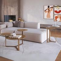 Kit Mesa De Centro E Mesa Lateral Para Sala Pés Metálicos Dari A03 Hanover Dourado - Lyam Decor - 2