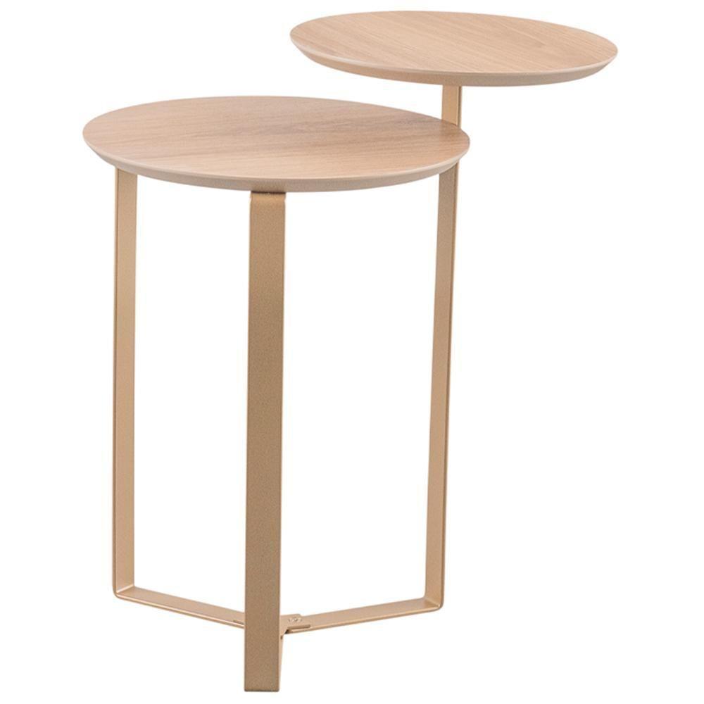 Mesa Lateral Para Sala De Estar 2 Em 1 Pés Metálicos Dari A03 Hanover Dourado - Lyam Decor - 1