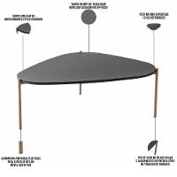 Kit 02 Mesas De Centro Para Sala De Estar Pés Metálicos Adek A03 Nero Dourado - Lyam Decor - 7