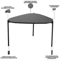 Mesa De Centro Para Sala De Estar Pés Metálicos Alta Adek A03 Nero Preto - Lyam Decor