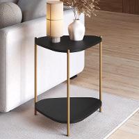 Mesa Lateral Para Sala De Estar Pés Metálicos Adek A03 Nero Dourado - Lyam Decor - 2