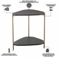 Mesa Lateral Para Sala De Estar Pés Metálicos Adek A03 Nero Dourado - Lyam Decor