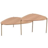 Kit 02 Mesas De Centro Para Sala De Estar Pés Metálicos Adek A03 Hanover Dourado - Lyam Decor - 1