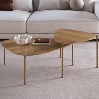 Kit 02 Mesas De Centro Para Sala De Estar Pés Metálicos Adek A03 Hanover Dourado - Lyam Decor - 3