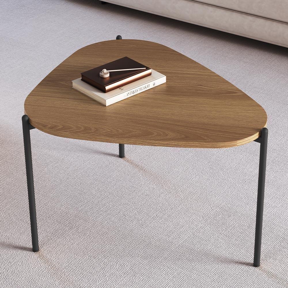 Mesa De Centro Para Sala De Estar Pés Metálicos Alta Adek A03 Hanover Preto - Lyam Decor - 2