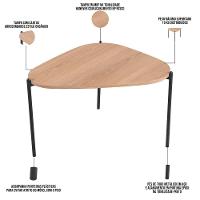 Mesa De Centro Para Sala De Estar Pés Metálicos Alta Adek A03 Hanover Preto - Lyam Decor